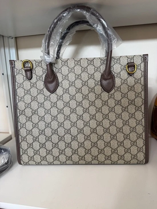 Gucci Brown Monogram Canvas Tote with Colorful Cartoon Print - Picture 6 of 8
